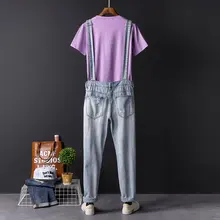 Сломанные джинсы мужские дырявые летние легкие инструменты для мойки подтяжки Корейская версия трендовых брюк мужской комбинезон