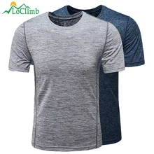 LoClimb Elastic Outdoor Camping Hiking T-Shirt Men Fitness Quick Dry Tshirt Running Climbing Trekking Men’s Sport T Shirt AM270