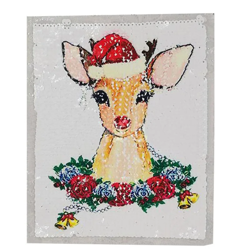 

23cm christmas hat deer diy patch deal with it clothes iron on patches for clothing t shirt sequins stickers halloween gifts