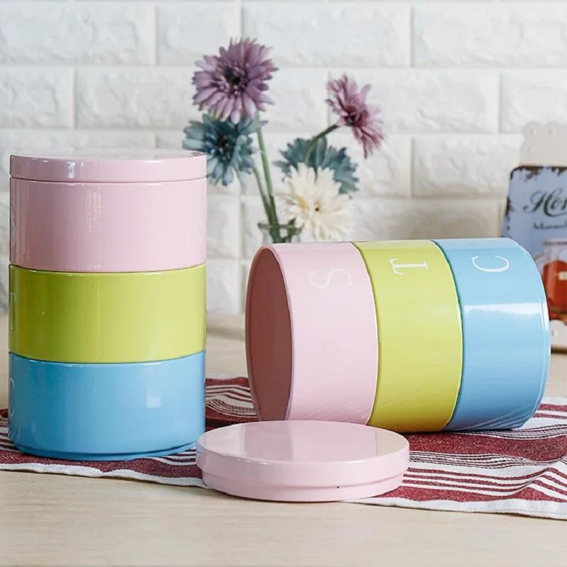 

Storage Tank Colorful Moisture-proof Cover Quality Beautiful Steel Kitchen Utensils Multifunction Tea Coffee Sugar Househould