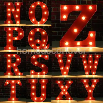 

12'' Red LED Letter Light Vintage Circus Style Alphabet Light Up Sign A-X
