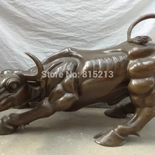Bi001111 4" Китай Чисто Бронзы Животные Скульптура Фэншуй Богатство Сильный Бык Бык Статуя