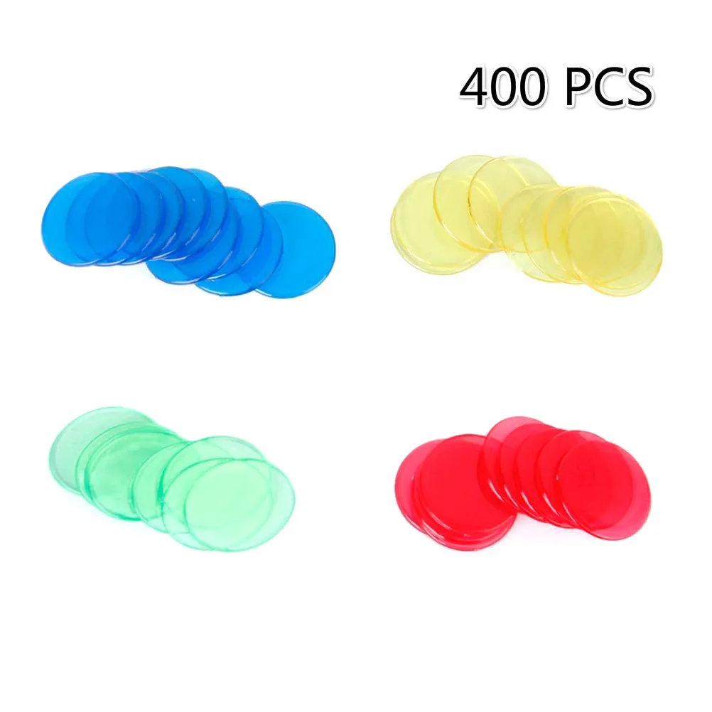 400pcs 4 Colours 3/4 Inch Pro Count Bingo Chips Markers for Bingo Game Cards