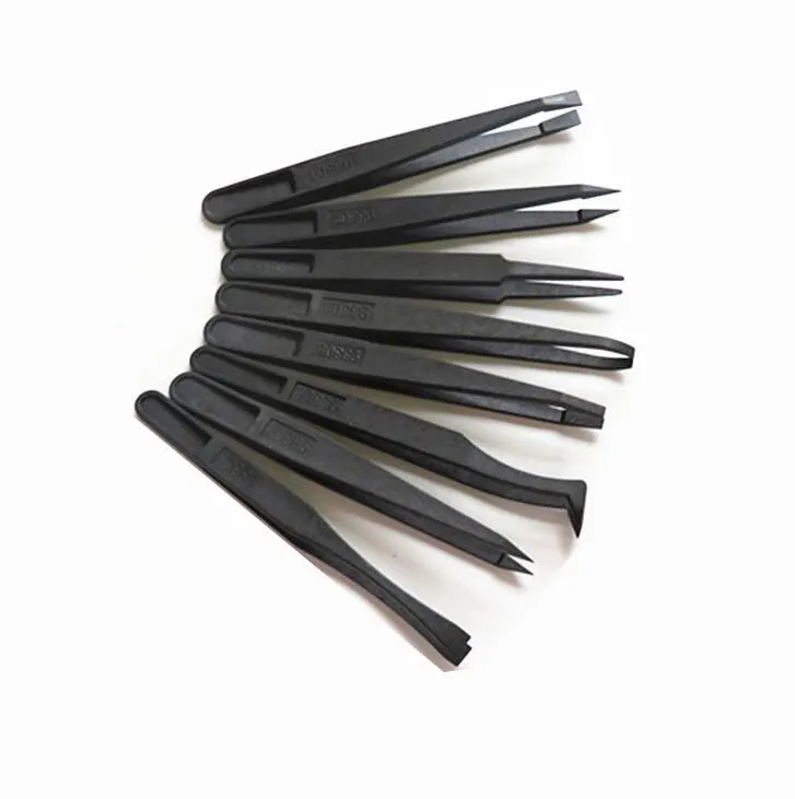 1 комплект 8 видов черный антистатический пластиковый пинцет термостойкий инструмент для ремонта прямой изгиб