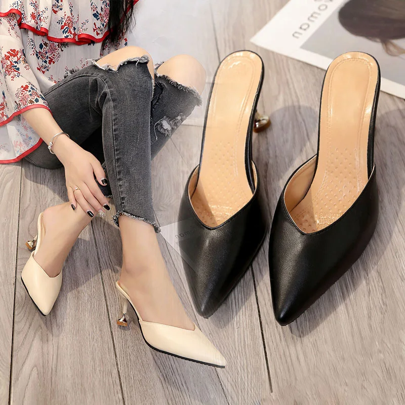

High Heels Women Shoes 2019 Summer Slippers Women High Heels Slippers Sexy Ladies Pointe Shoes A1095