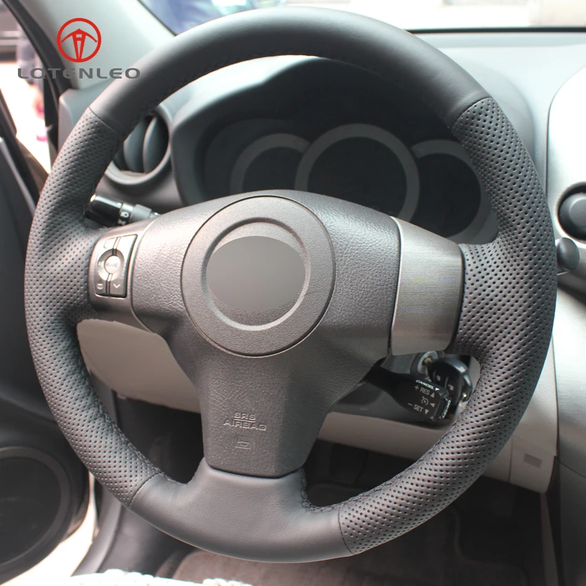 LQTENLEO черная искусственная кожа ручной работы прошитый чехол рулевого колеса автомобиля для Toyota Yaris Vios RAV4 2006-2009 Scion XB 2008