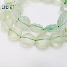 ЛИИ Ji Натуральный Камень Пренит 10 мм круглый диск форма граненые бусины DIY ювелирных изделий браслет цепочки и ожерелья около 39 см