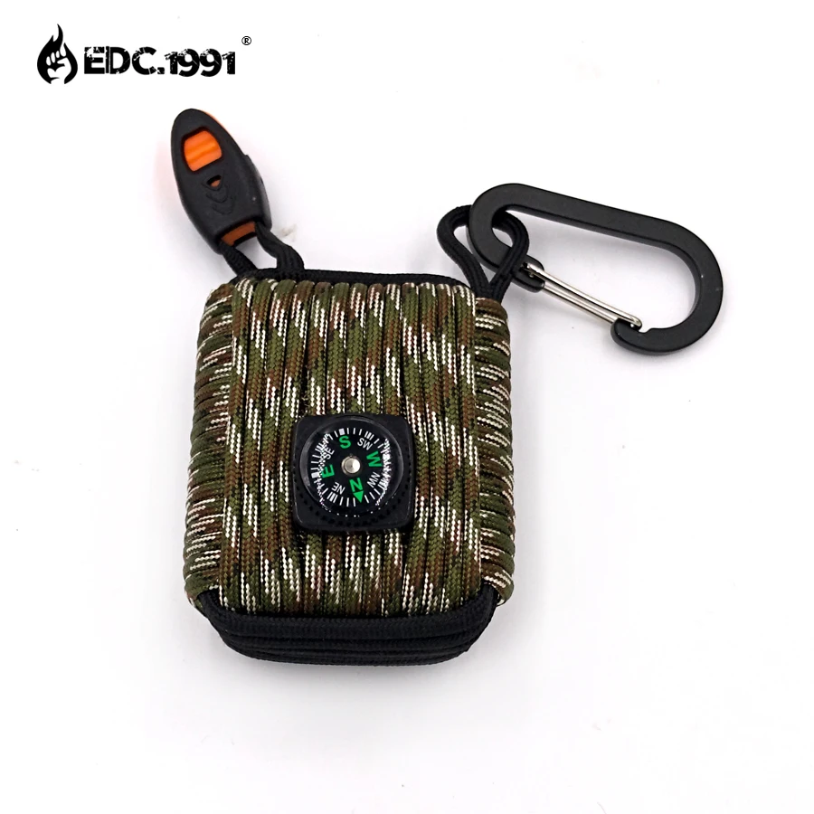 EDC.1991 Paracord Открытый выживания, брелок из Паракорда 20 в 1 компас, аварийный свисток, карабин, рыбалка Наборы