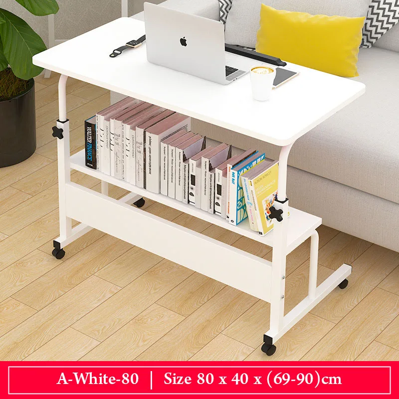 A-white-80cm Простой стоящий стол для ноутбука может перемещаться Домашний Настольный стол может быть поднят и опущен Мобильный складной стол мебель для дома - Цвет: A-white-80cm
