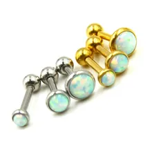 1 шт серебро или золото 16 г Опал Камень ушной хрящ спираль серьги пирсинг ювелирные изделия для тела