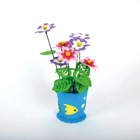 DIY EVA цветок дети ремесло обучающая игрушка для детей старше 3 лет - Цвет: Blue Pot