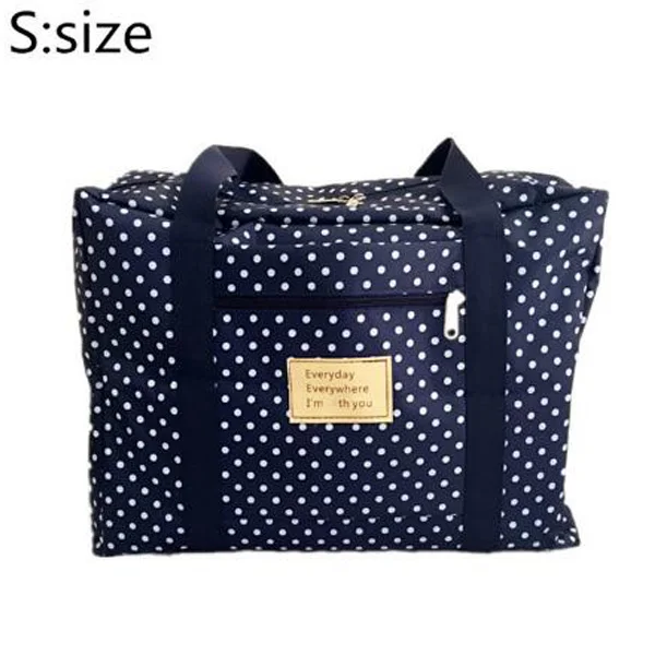Большая вместительная водонепроницаемая сумка, Мужская багажная сумка для путешествий, сумка на колесиках, женская сумка для упаковки, чемодан, ручная дорожная сумка - Цвет: Blue polka dot S