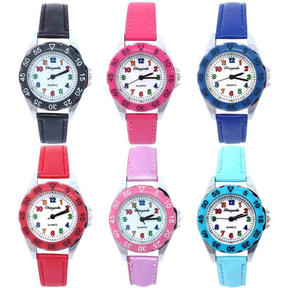Первые Часы для детей, девочек, женские кожаные Наручные часы, повседневные нарядные часы, модные детские часы для обучения времени, Прямая поставка U48
