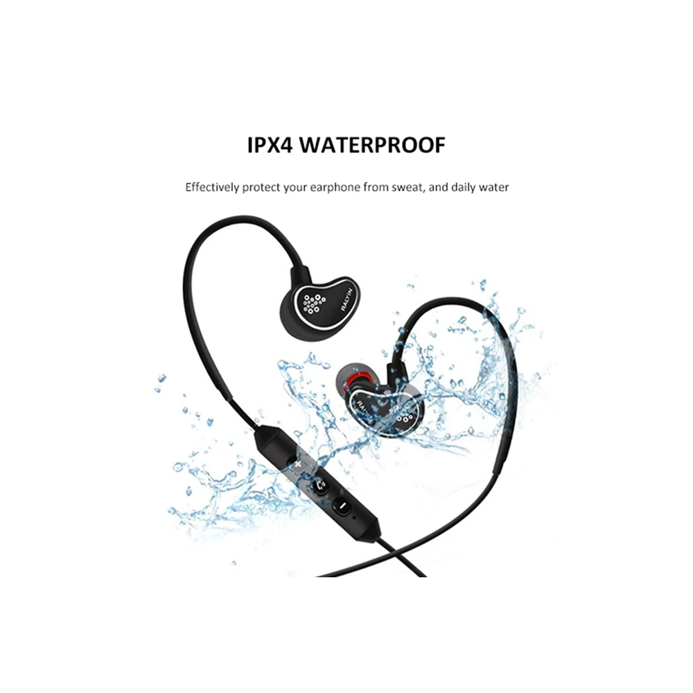 Rylin HF3 наушники-вкладыши Bluetooth HiFi Спортивные Беспроводные наушники IPX4 водонепроницаемые с микрофоном и встроенным управлением