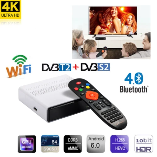

GTmedia GTS Android 6.0 4K TV BOX Combo DVB-S2 Satellite Receiver Decoder 2GB RAM 8GB ROM Amlogic S905D BT4.0 Smart Set Top box