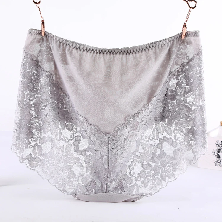 Queenral Full Lace Panty For Women Underwear Lingerie Plus Size 2XL 3XL 4XL Briefs High Waist Transparent Pants Breatheable    8