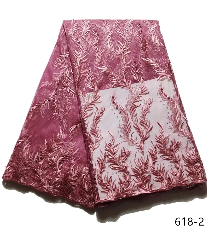 

French Laces Fabrics High Quality Tulle French With Beads Lace Fabric 2019 Latest High Quality African Tulle Lace Fabric 618