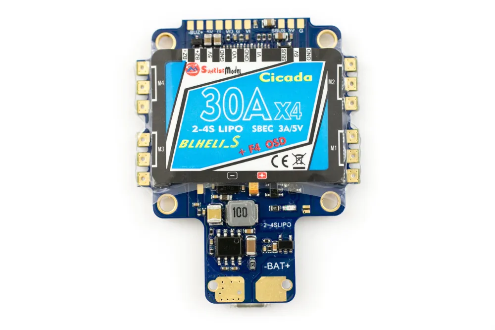 Контроллер полета HOBBYMATE Cicada AIO F4 W/30x4 BLHeli_S DSHOT ESC OSD PDB w/BEC Датчик тока для FPV гоночного