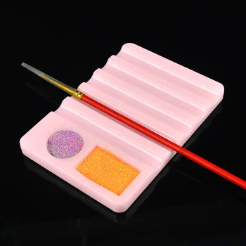 ZKO 2017 New Acrylic Nail Art Brush Holder Display With Nail Polish Palette For 5pcs UV Gel Brush Pen Rack Nail Decoration Tools