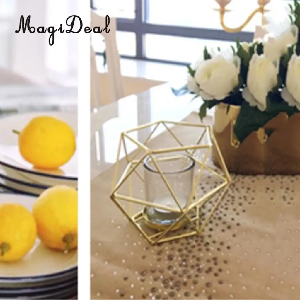 MagiDeal 2-set Geometric Polished Tealight Candle Holder Table Top Centerpiece Weddings Events Parties Decor