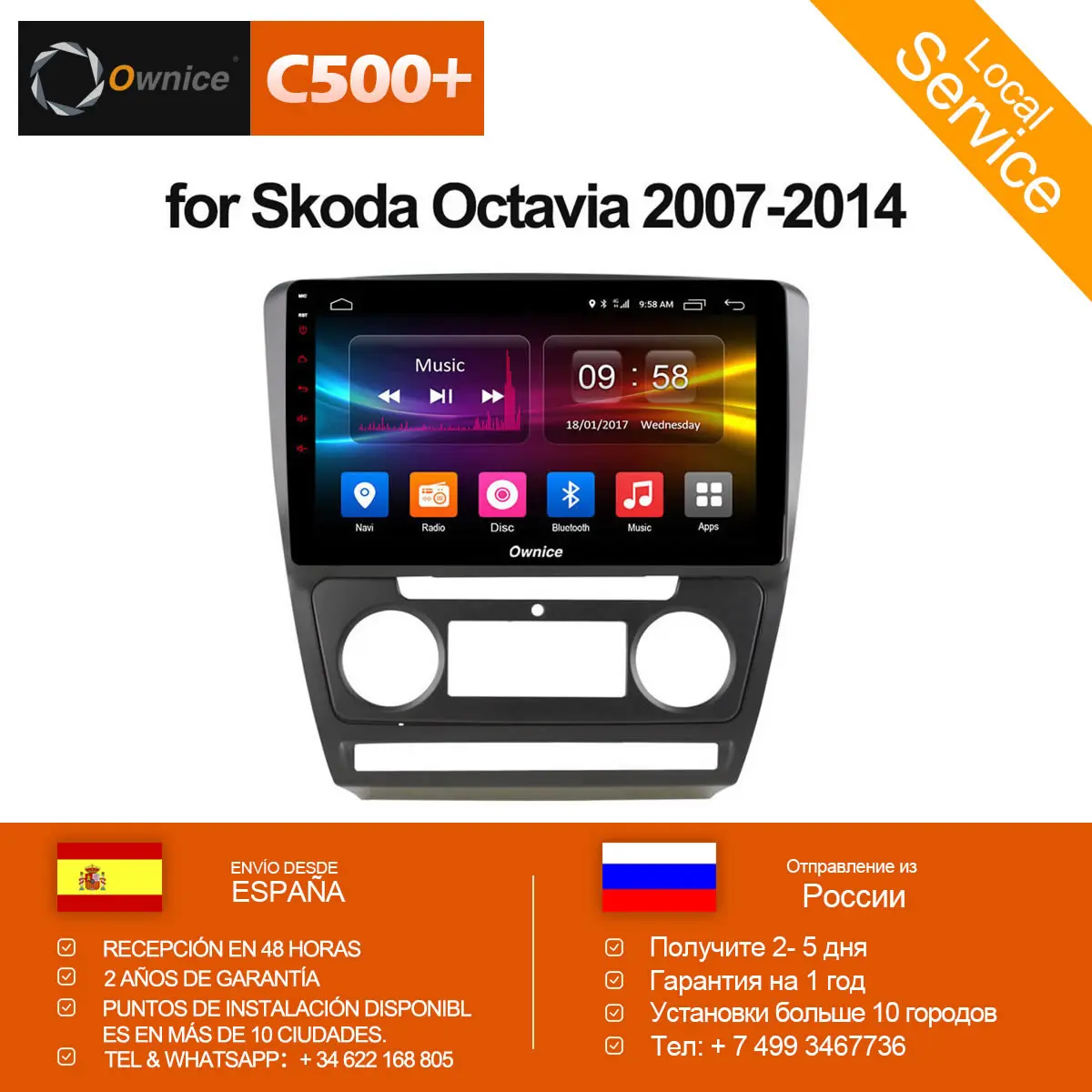 

Ownice c500+ G10 Octa core Android 8.1 car dvd GPS Navigation For Skoda Octavia 2007 2008 2009 2010 - 2014 4G DAB+ DVR 2G RAM