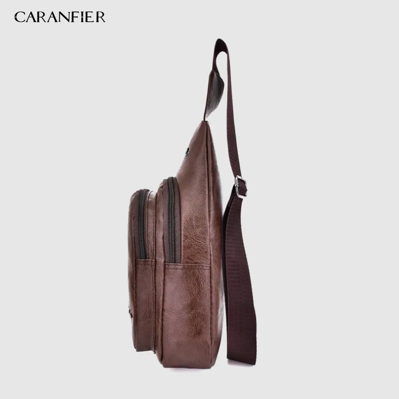 CARANFIER 3 шт Водонепроницаемый PU сумка на плечо мужская сумка с зарядкой Мужская USB нагрудная сумка Диагональная Сумка для писем грудь Новинка