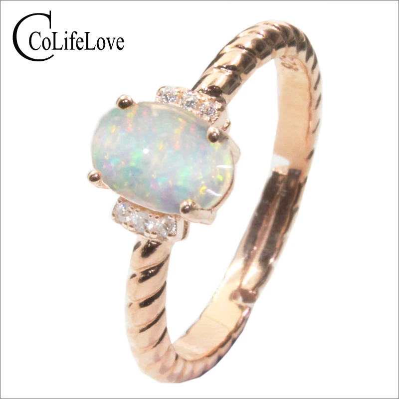 CoLife Jewelry 925 Silver Opal Ring for Engagement 5mm*7mm Natural Simple Srerling | Украшения и аксессуары