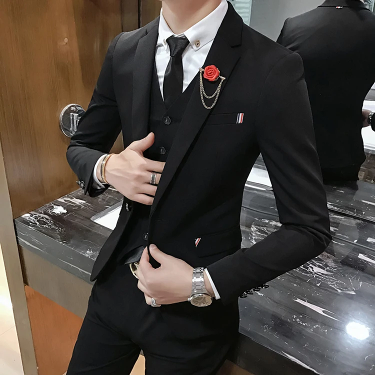 Полиэстер маленький костюм красивый студенческий костюм мужской свадебный повседневный деловой костюм Молодежная Корейская версия прилива