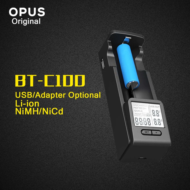 Kopen Originele Opus BT C100 Intelligente Batterijlader met LCD Display voor Li Ion NiMh AA AAA C D 26650 18650 14500 10440 26650