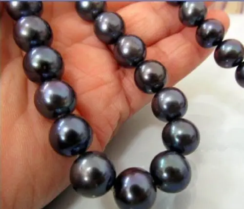 

Free Shipping >>>>>WHOLESALE CHARMING 18"10-11MM AAA+ TAHITIAN NATURAL BLACK PEARL NECKLACE 14K