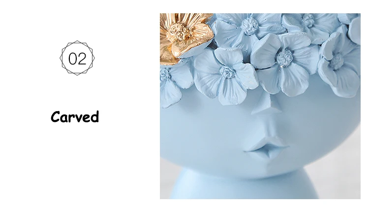 Ins Скандинавская ваза из смолы с головой человека+ Искусственные Цветочные фигурки, украшение для дома, Цветочная композиция, коробка для хранения, скульптура, украшения