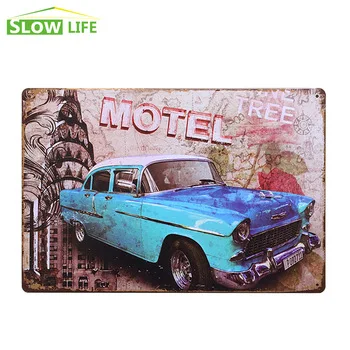 Wholesale Motel Tree Car Tin Sign 8"x12" Metal AD Sign Bar/Pub/Garage Wall Decor Metal Sign Vintage Home Decor Metal Plaque