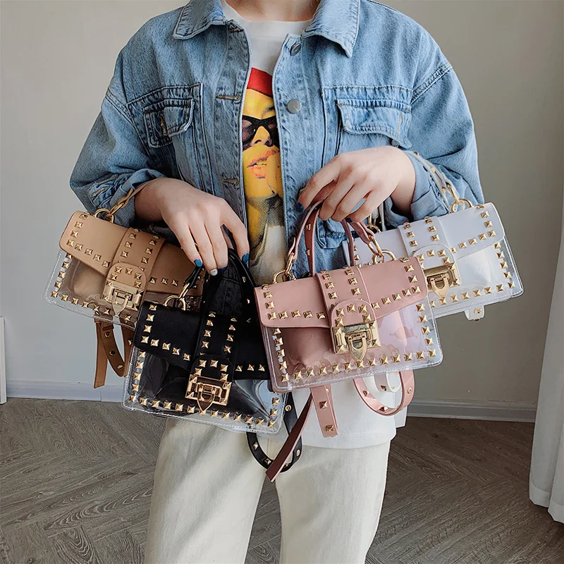 PVC المرأة حقيبة كتف مع برشام شفافة صغيرة crossbody أكياس سستة غلق بمشبك الإناث مخلب أحدث أنيق حقيبة كتف مفردة PVC المرأة حقيبة كتف مع برشام شفافة صغيرة crossbody أكياس سستة غلق بمشبك الإناث مخلب أحدث أنيق حقيبة كتف مفردة