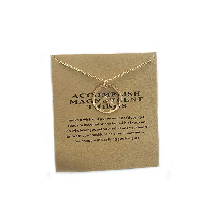 

Friendship Snowy Mountain Peak Necklace Magnificent Things Good Luck Pendant with Message Wish Card Calling Hiking Traveler Gift