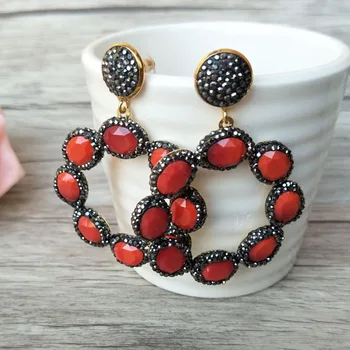 

1 Pair Gorgeous Flower Vintage Bohemia Pendants,Water drop Semi Precious Stone charm Bohemian Style Earrings for Women ER278