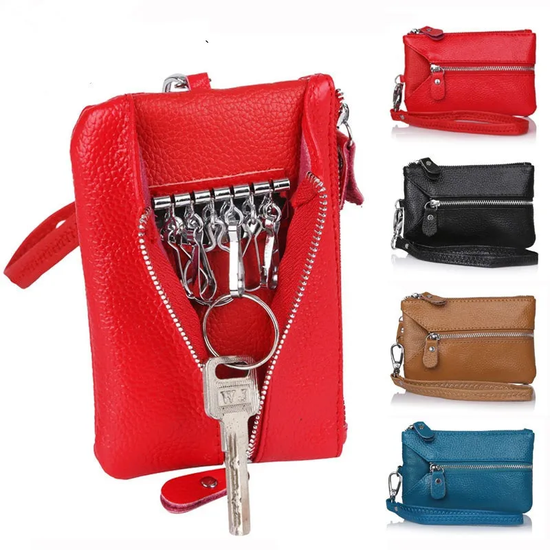 2019 Key Holder 100 Genuine Leather Card Holder Key Wallets 6 Colors