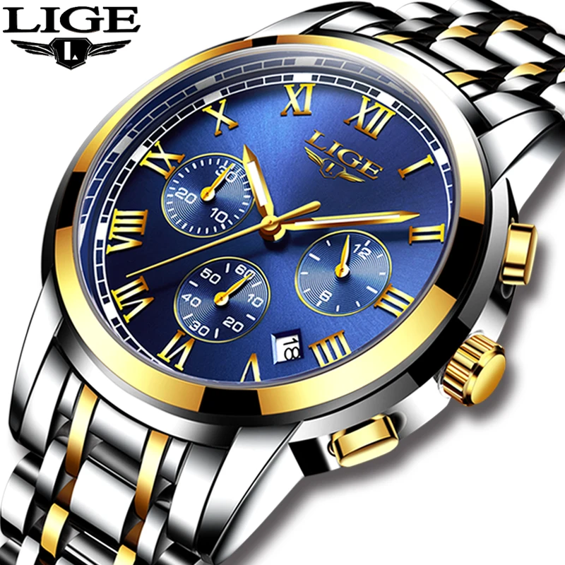 

2019 New Watches Men Luxury Brand LIGE Chronograph Men Sports Watches Waterproof Full Steel Quartz Men's Watch Relogio Masculino