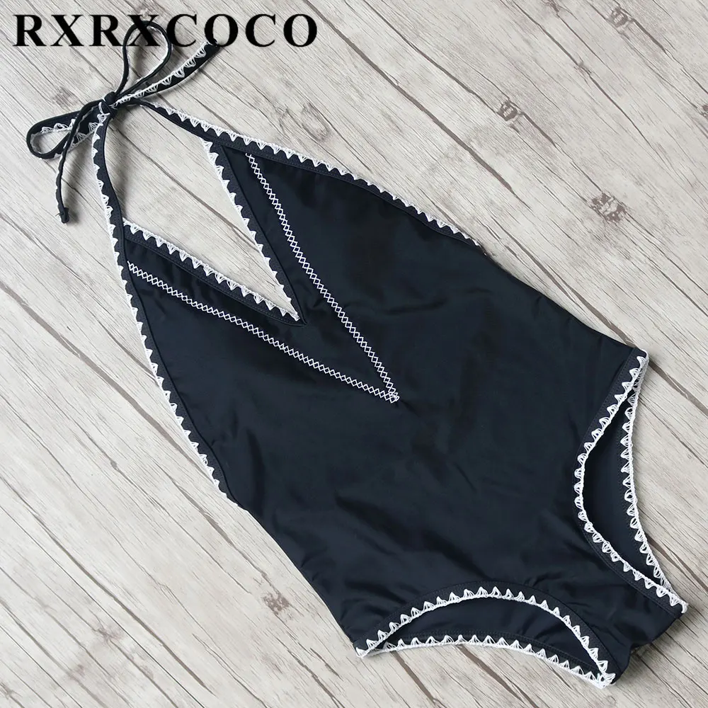 

RXRXCOCO Sexy Women's Swimming Suit Solid One Piece Swimsuit With Pad Monokini Beachwear Push Up Bathing Suit Bodysuit Swimwear