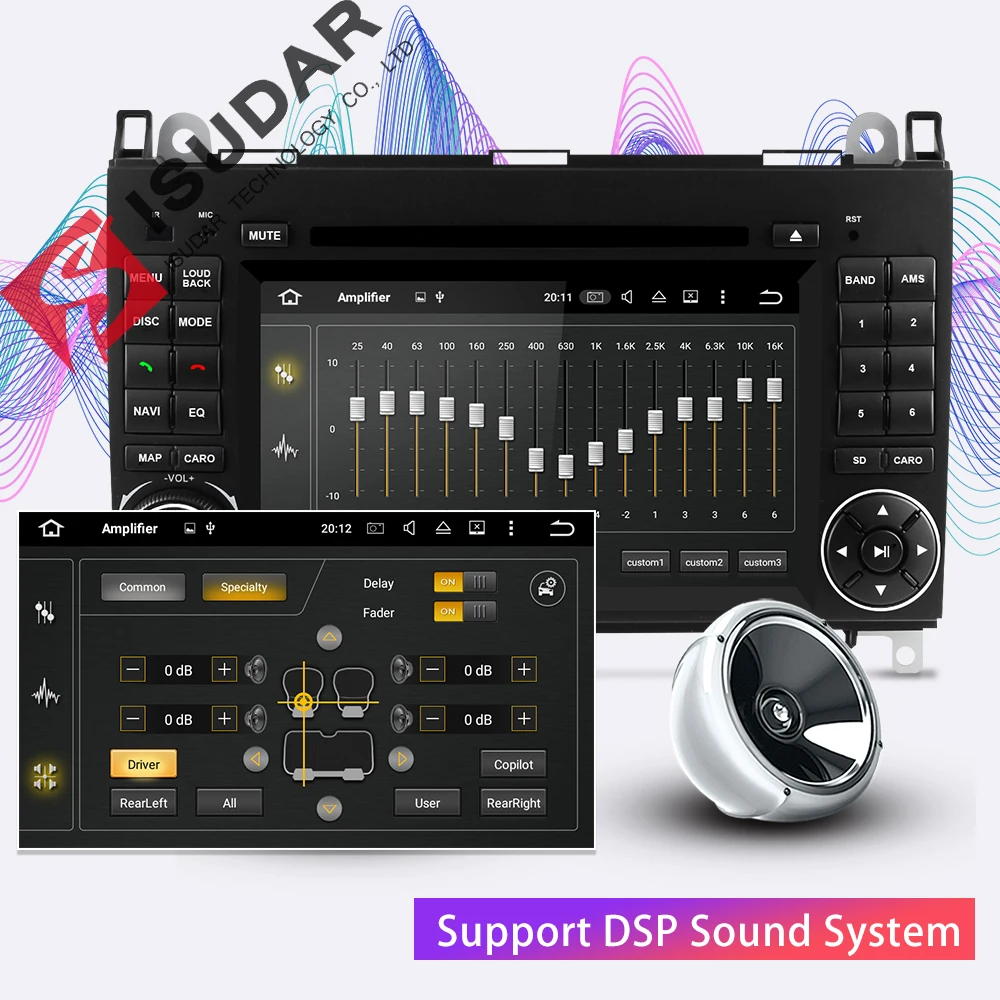 Perfect Isudar Car Multimedia Player GPS Android 9 2 Din DVD Automotivo For Mercedes/Benz/Sprinter/B200/B-class/W245/B170/W169 Radio DSP 2