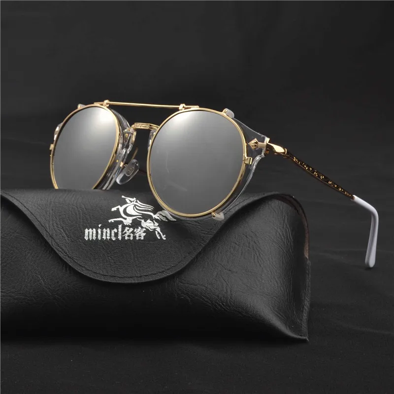 

2019 Quality Women Men Set Mirror metal Punk Optical Myopia Glasses Frame with Magnet Fashion Sunglasses Clip with box FML