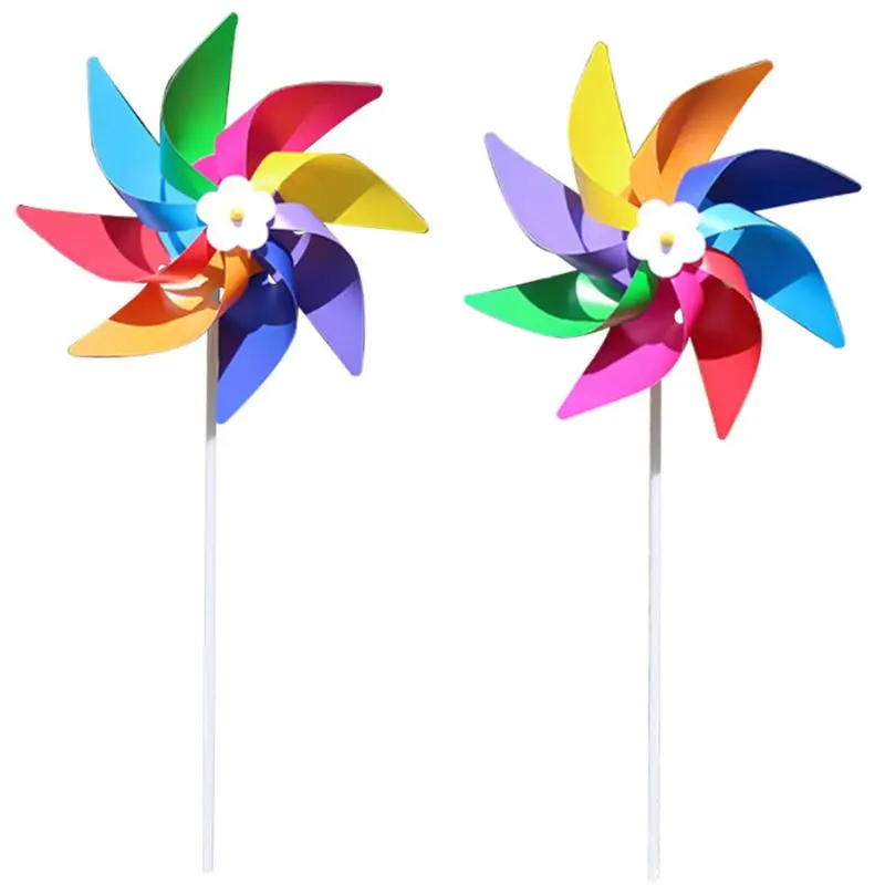 Plastic Colorful Windmill Wind Spinner Kids Toy Lawn Garden Yard Party