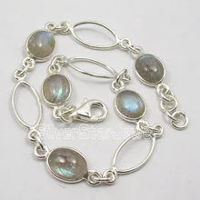 Chanti международных чистого серебра голубая вспышка Лабрадорит браслет ручной работы 8 дюйм(ов) подарок