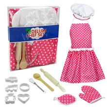 Children Baking Tool Apron Set 12pc Kids Cooking And Baking Set Kitchen Costume Pretend Role Play Kit Apron Hat