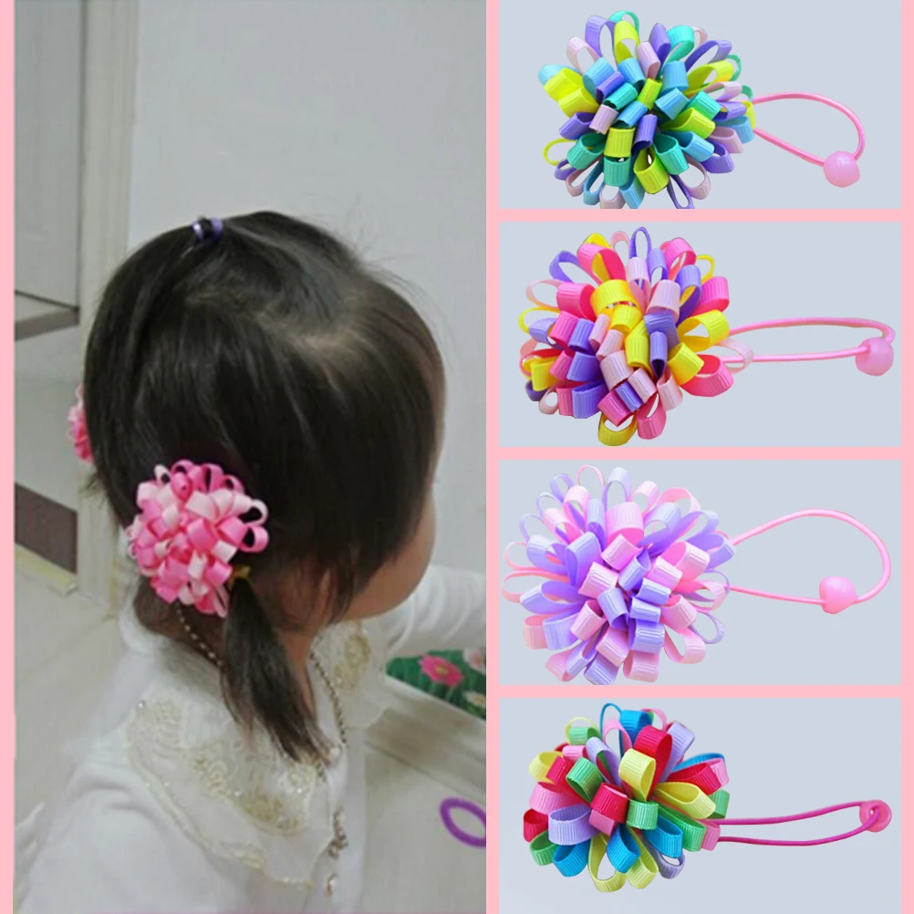 5 colors Coloured Ribbonfor Girl Hair Accessories vailable Elastic Bands/Hair Clips with half ball | Детская одежда и обувь