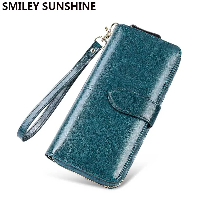 SMILEY SUNSHINE Women Clutch 2019 New Wallet Genuine Leather Wallets Female Long Wallet Big Women Zipper Purse Money Bag Walet