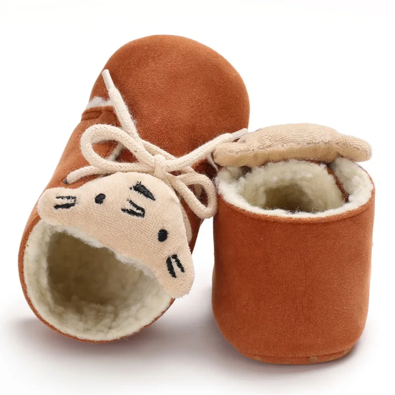 

Newborn Baby Lovely Cartoon Tiger Style super Warm Winter Shoes First Walker Fur Moccasins Shoes Girls Boys Non-slip Toddler