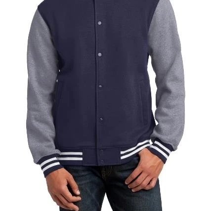 Sport-Tek ST270 Mens Fleece Letterman Jacket True Navy & Vintage Heather - Small (1)