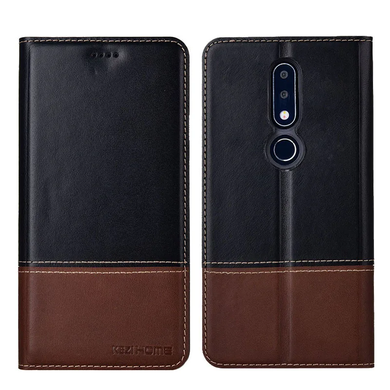 for Nokia X6 2018 Case Two-tone Flip Genuine Leather Soft Silicon Back Cover Cases | Мобильные телефоны и аксессуары