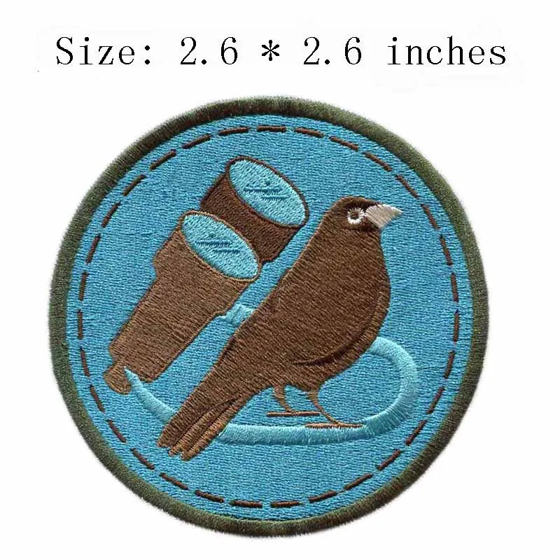 

Little sparrow embroidery patch 2.6" wide /backing/blue background/sticky
