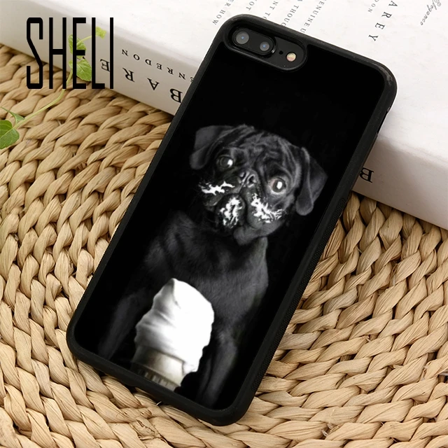 SHELI милый черный мопс чехол для телефона iPhone 5 6 6s 7 8 plus 11 pro X XR XS max Samsung S6 S7 edge S8 S9 S10 |